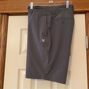 Hurley Mens Gray Shorts Sz 34 Flat Front 8% Stretch